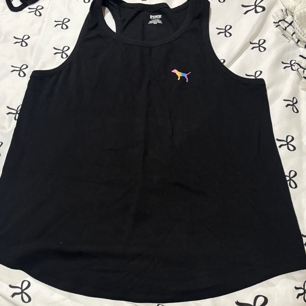 Black Tank Top with Rainbow Dog Logo